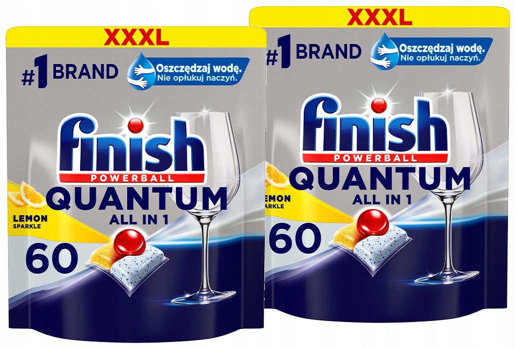 Levně Sada Finish kapslí do myčky Quantum All in One lemon 2 x 60 kusů
