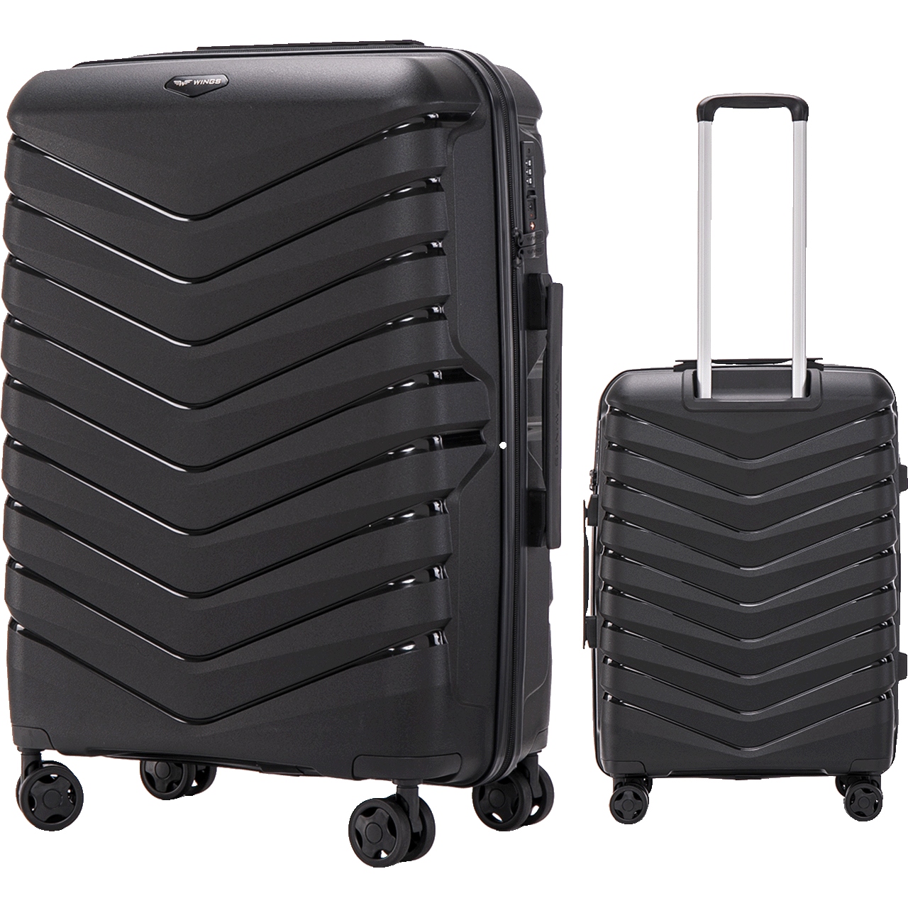 Velké Zavazadlo do letadla Wings Kufr XL na 4 kolečkách Tvrdý prostorný Tsa