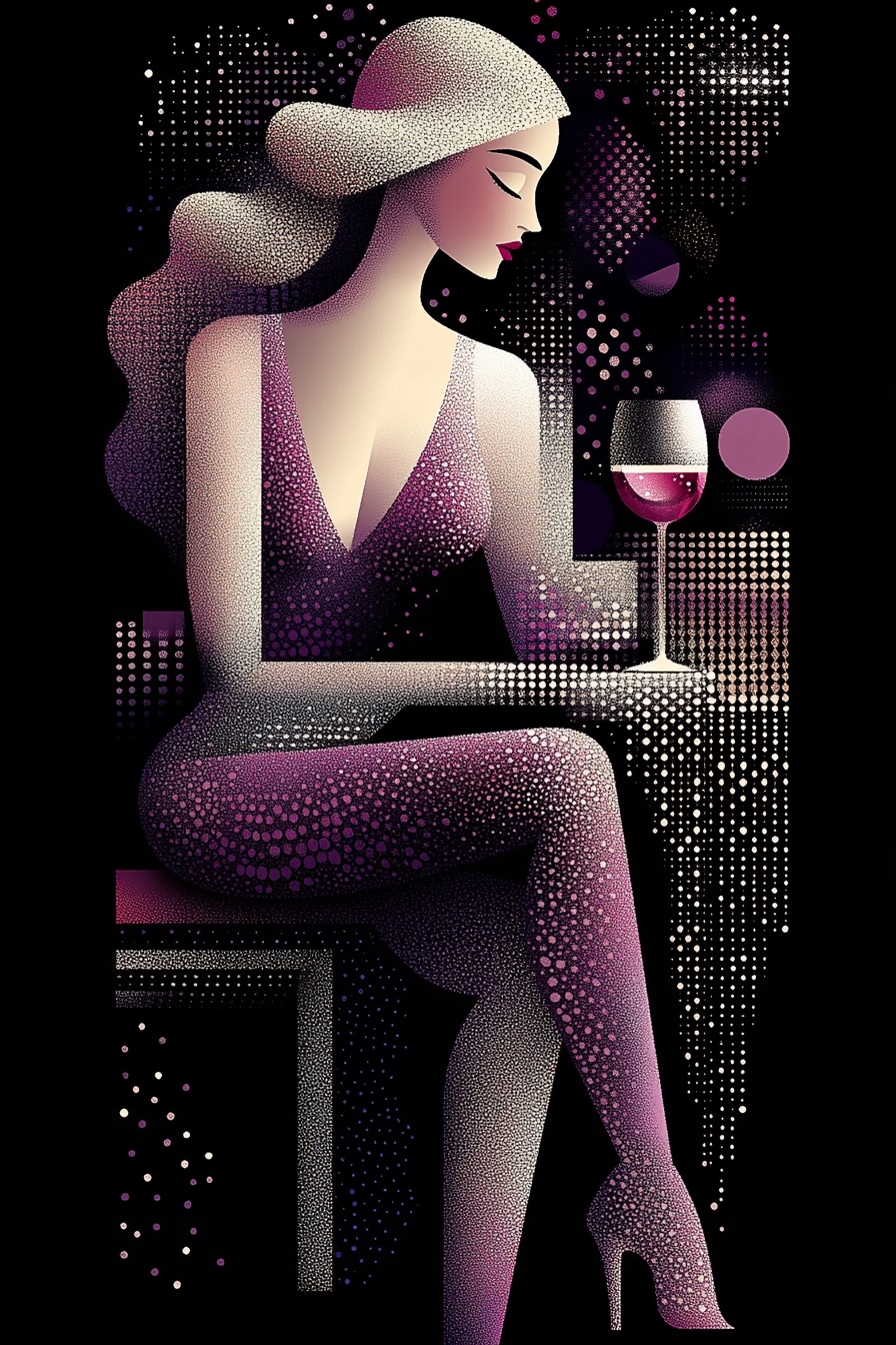 Obraz Na Plátně Canvas Žena Bar Klub Víno Retro Glamour Art Deco 80x120