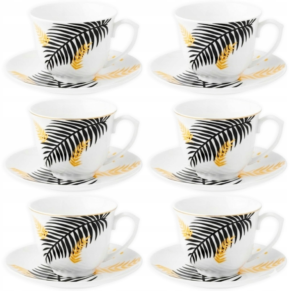 6 x Šálek S Podšálkem 250 ML Set Šálků Kávy Porcelánové Šálky