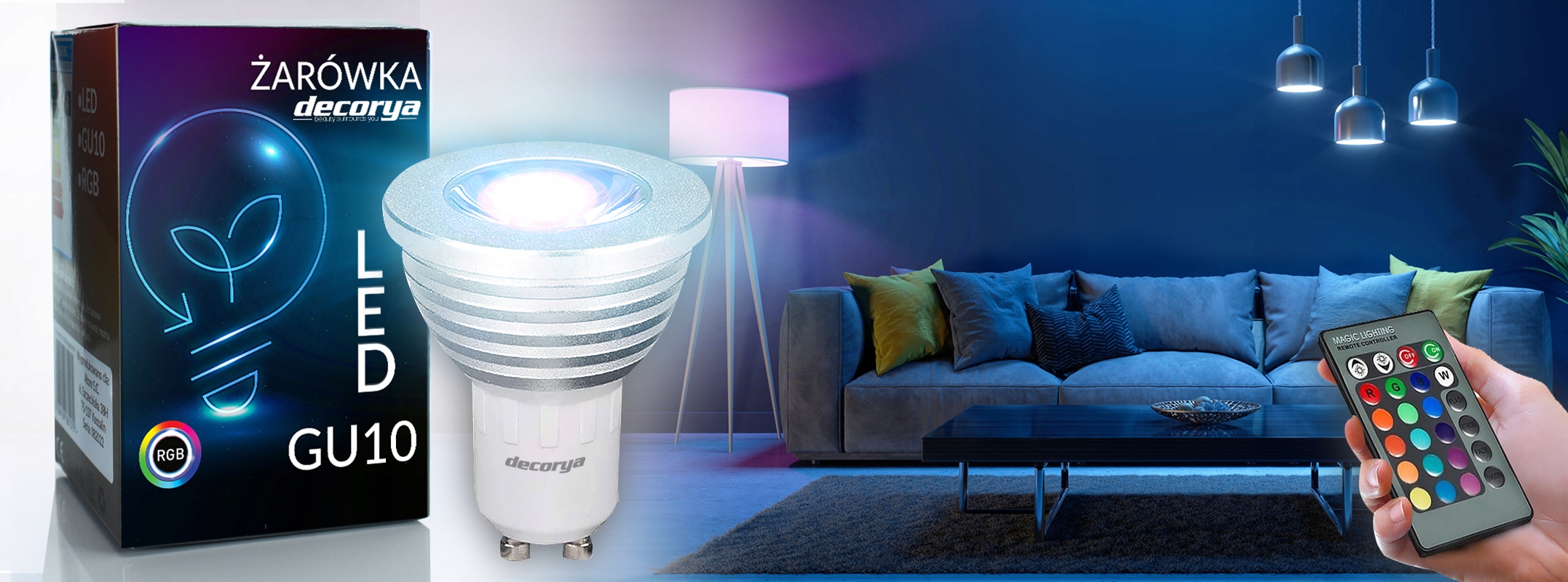 KOLOROWA ŻARÓWKA LED GU10 RGB 3W 270lm PILOT KOLORY + BIAŁY NIE MRUGA CCT Stan opakowania oryginalne