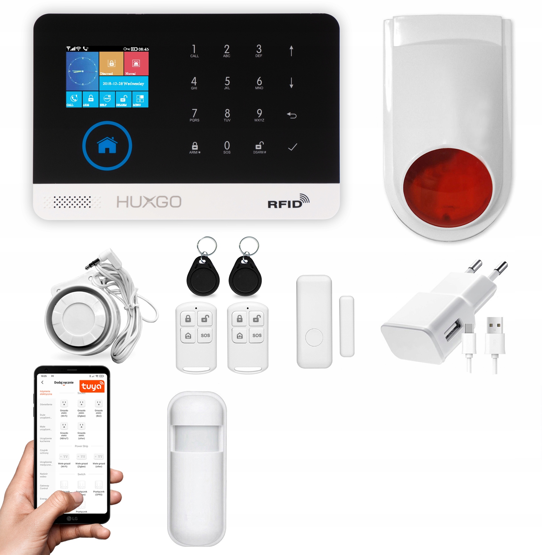 Bezprzewodowy alarm GSM + WiFi 2x syrena POLSKI PL