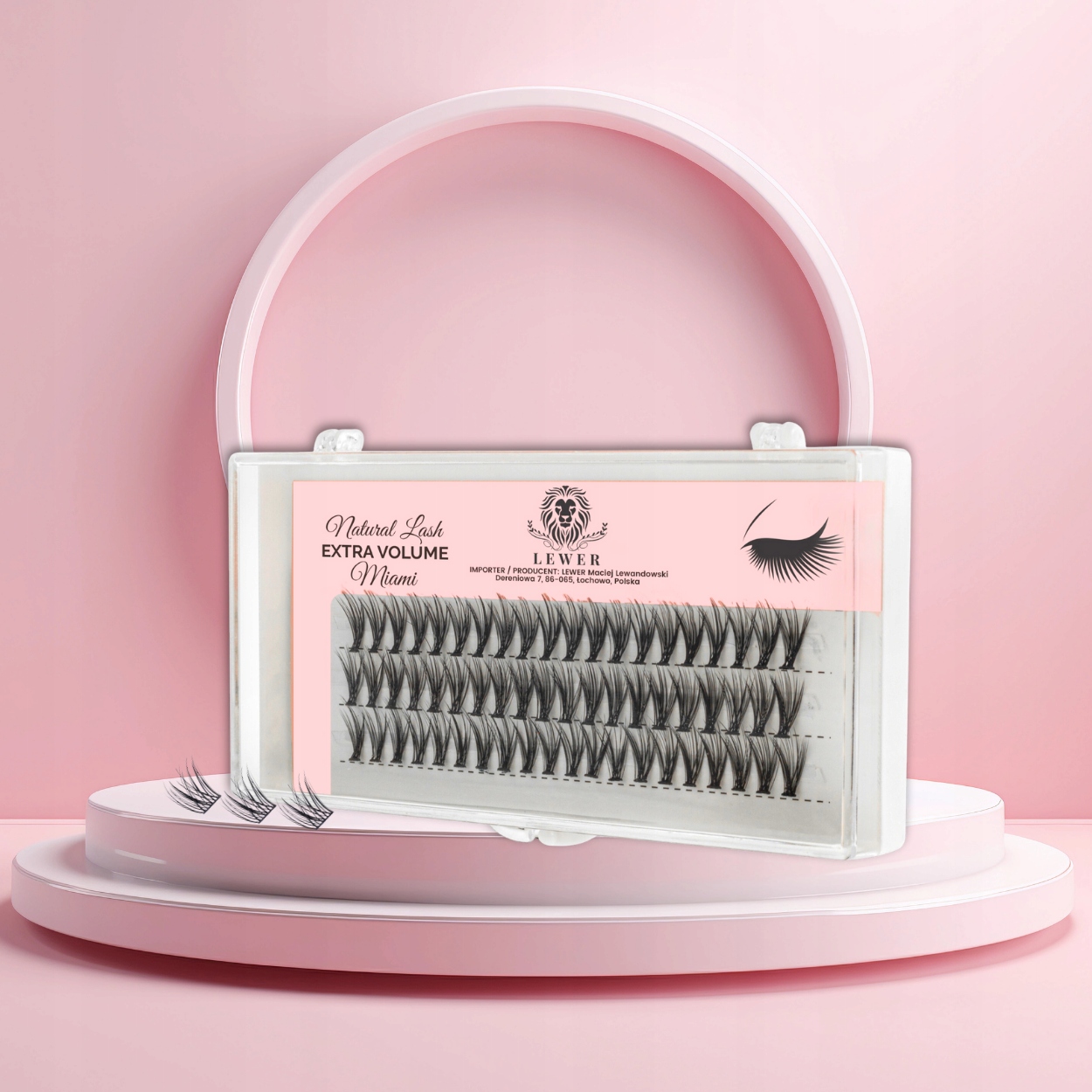 KĘPKI RZĘSY EYELASH Lewer Miami EXTRA VOLUME 14mm GĘSTE NATURALNE JEDWABNE Marka Lewer