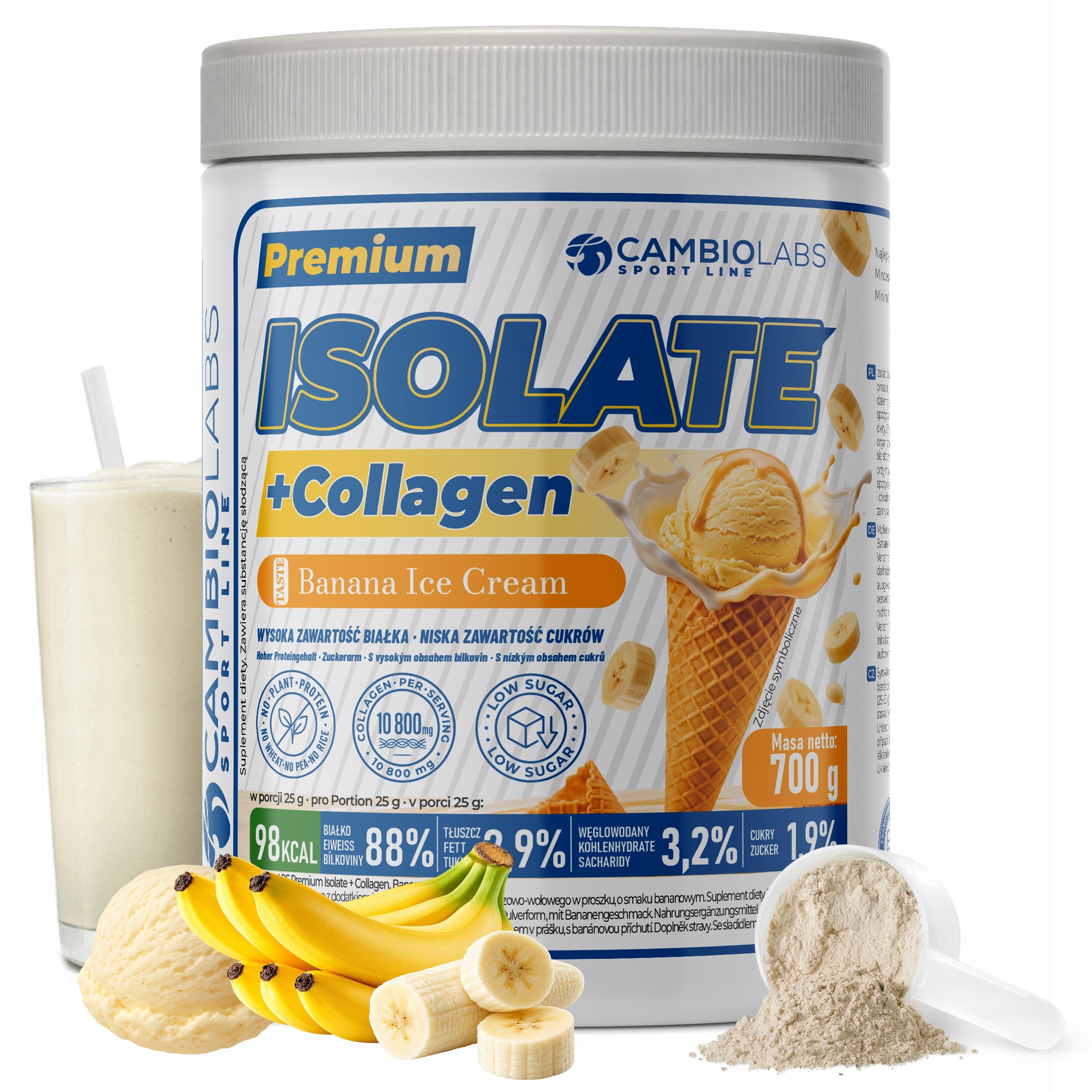 Bílkoviny proteinový izolát kolagen na klouby protein 700 g banánová zmrzlina