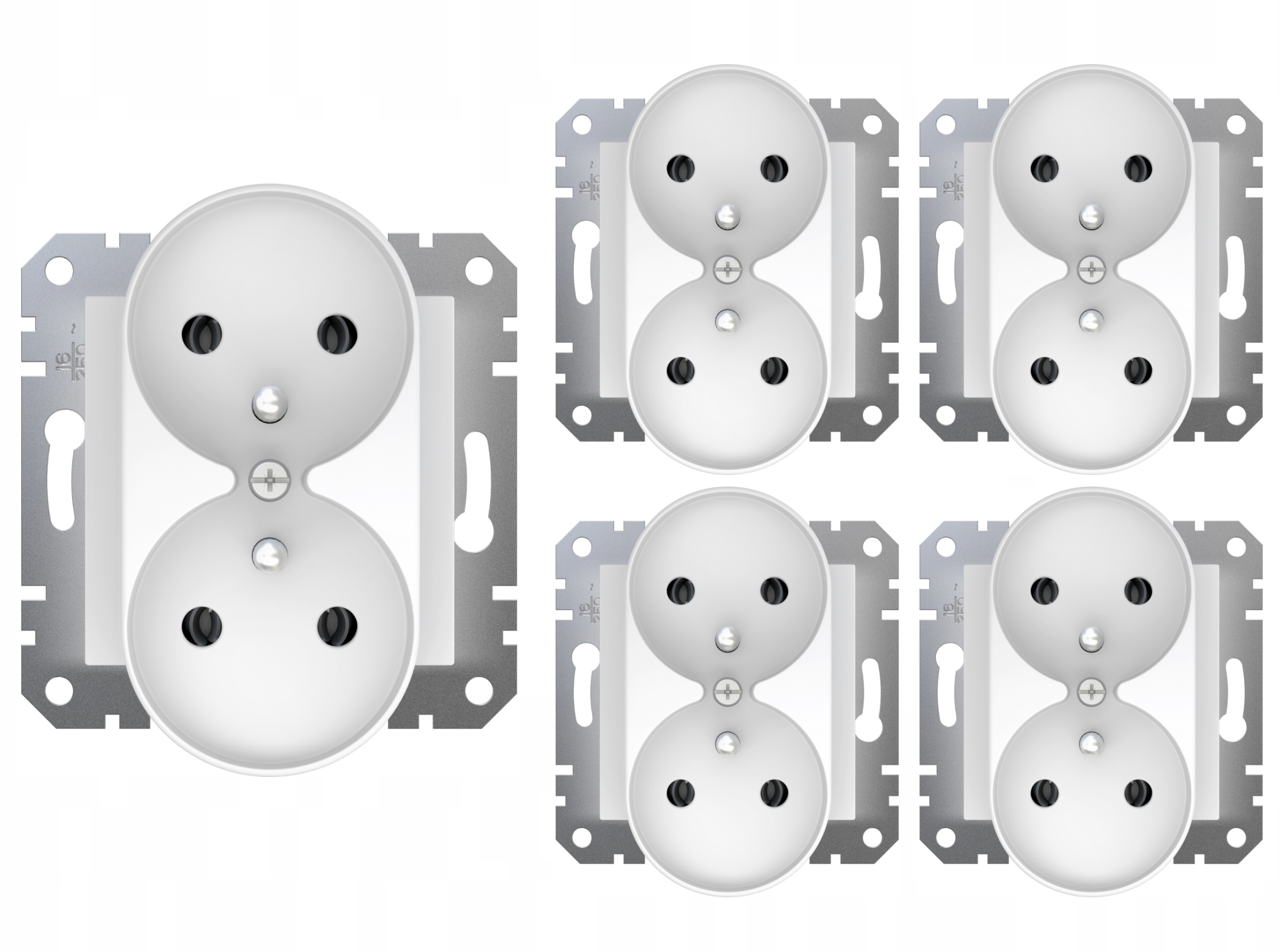 

5x Schneider Asfora Gniazdo Podwójne 2x2P E Z/u