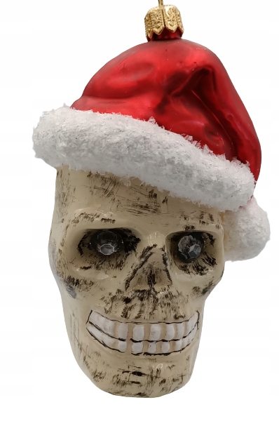 

Bombki Choinkowe Szklane Czaszka w czapce mik12cm