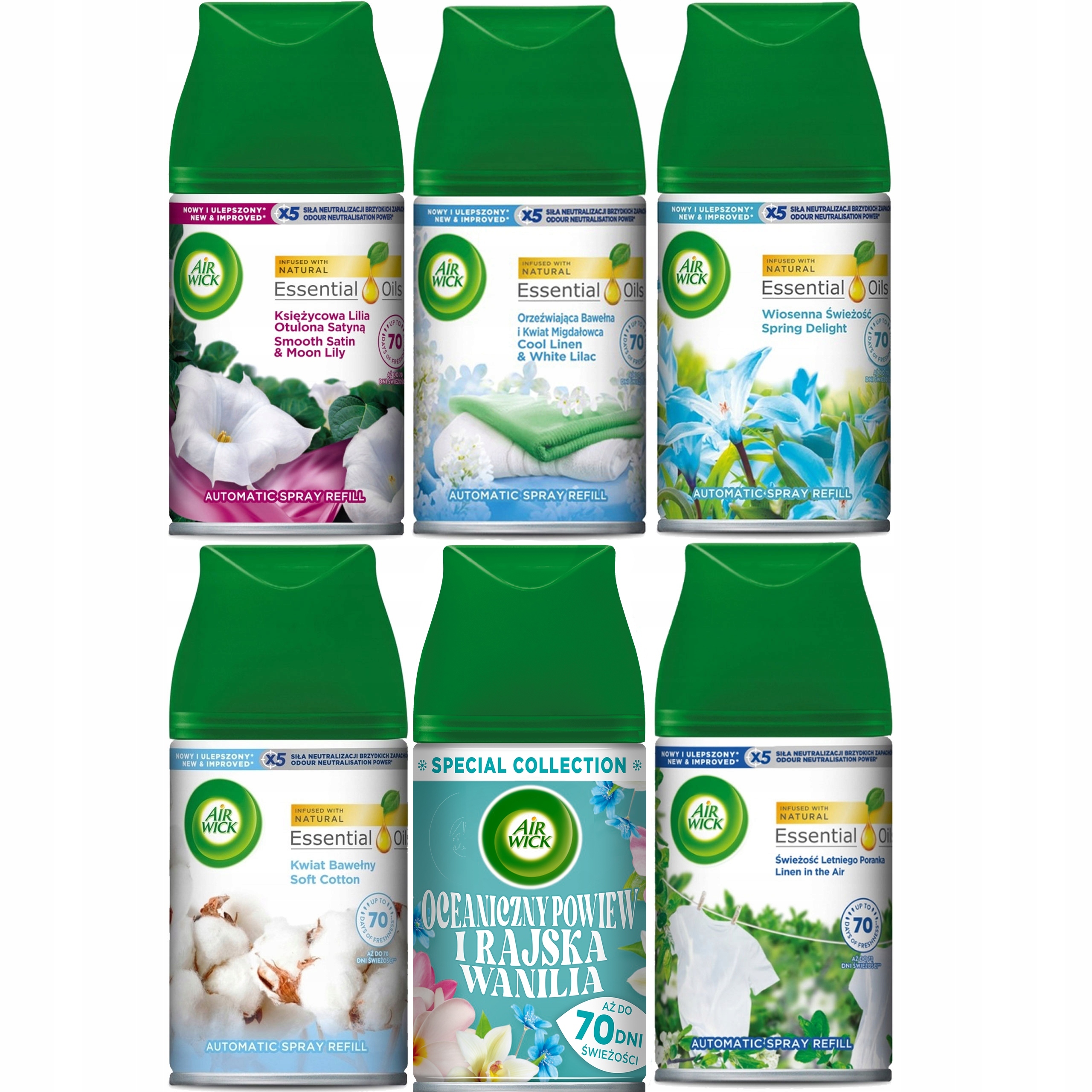Levně Air Wick Náplně Do Osvěžovače Vzduchu Sada MIX 6 Kusů Náplň 250 ML