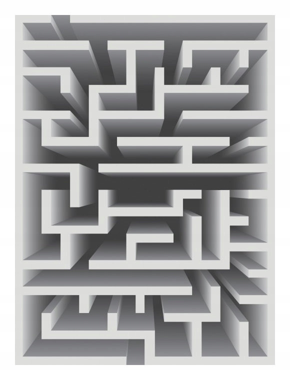 Geometrický labyrintová tapeta Abstrakce Perspektiva Šedá 206x275 lepidlo