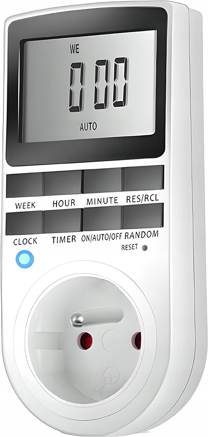 PROGRAMATOR CZASOWY DO GNIAZDKA WYŚWIETLACZ LCD 16A 10 PROGRAMÓW Kod producenta E245