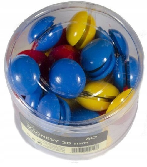 MAGNESY DO TABLIC - 20 mm 60 sztuk MIX KOLORÓW Materiał plastik