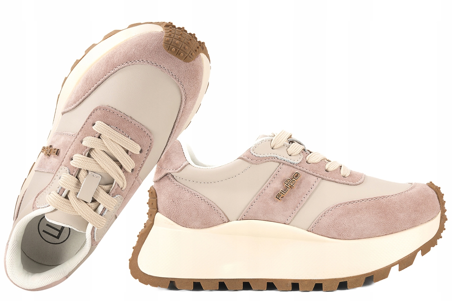 Filippo DP6785 Dámské Polobotky Tenisky Na Platformě, Kožené, béžové 41 B