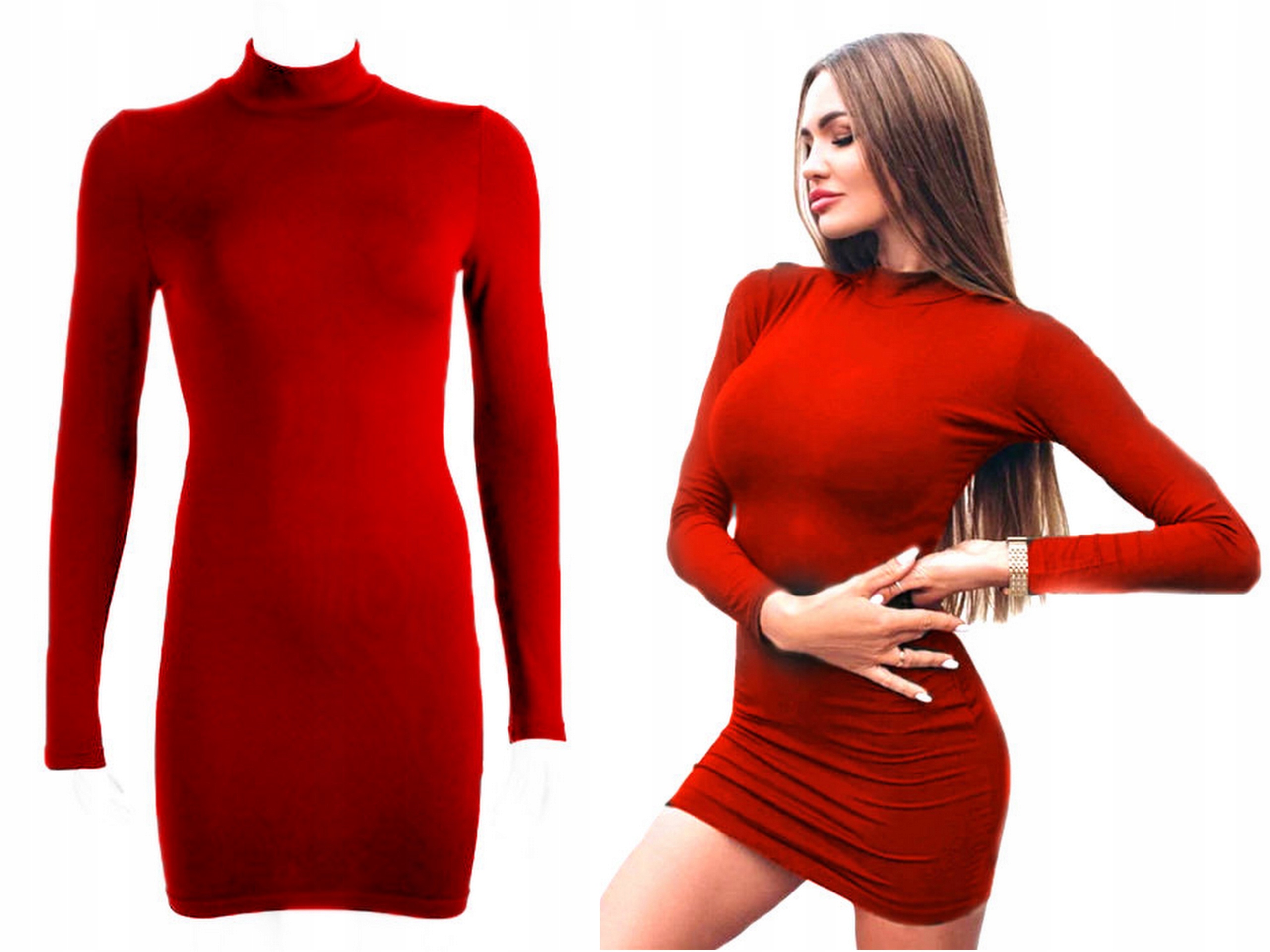 Czarna SUKIENKA Damska pół GOLF Ołówkowa ODKRYTE RAMIONA S/M Płeć kobieta