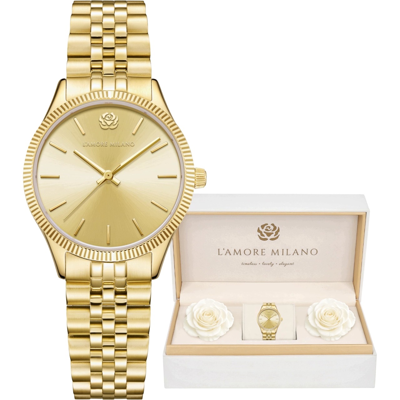 Dámské křemenné hodinky Elegantní Krabička 32 mm Zlatá Stylová