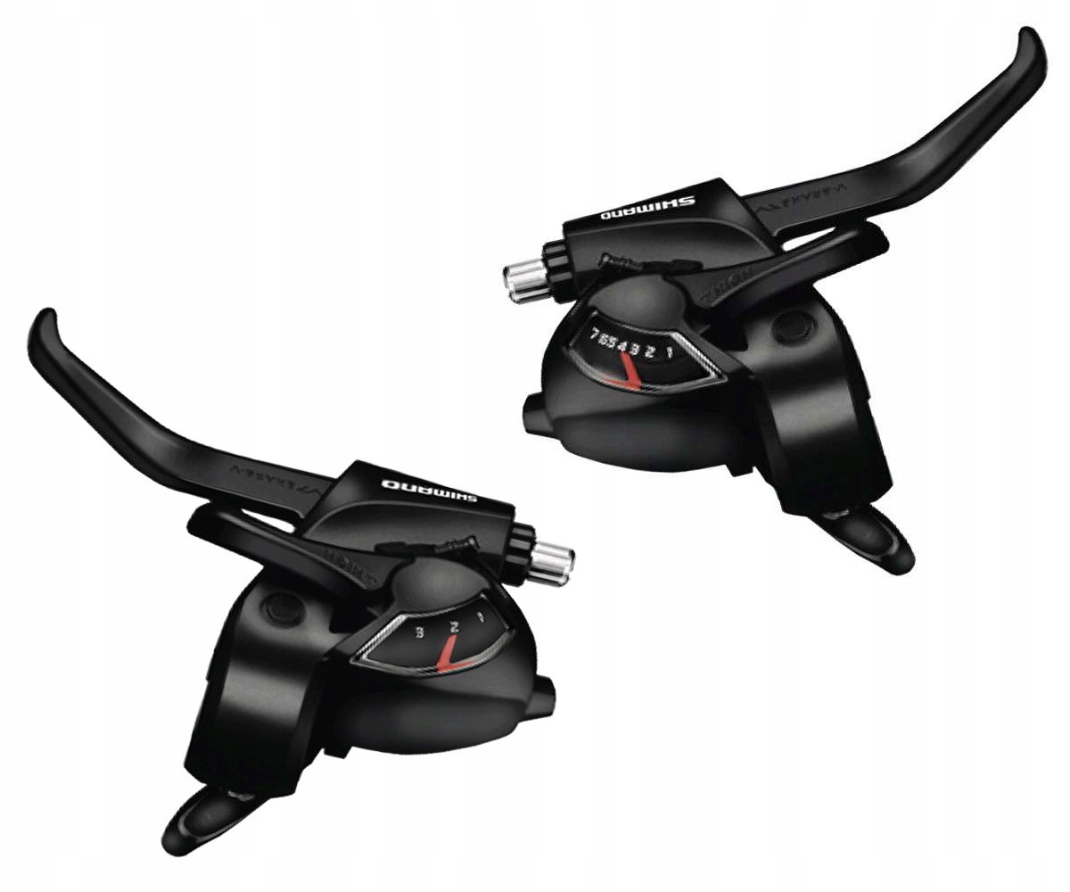 Klamkomanetki rowerowe prawa i lewa, tył i przód czarne Shimano ST-EF41 3x7