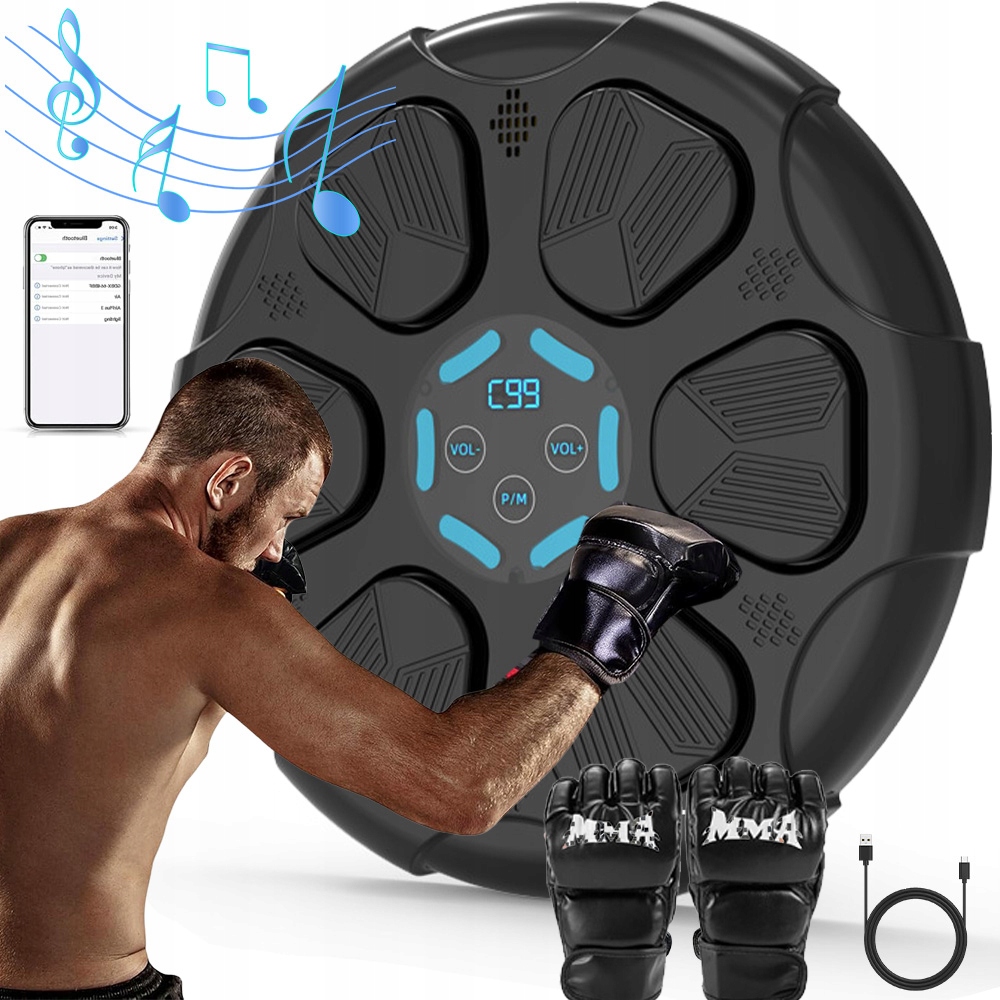 Boxerský Tréninkový Terč Pro Děti Na Zeď S Led A Bluetooth Hudbou