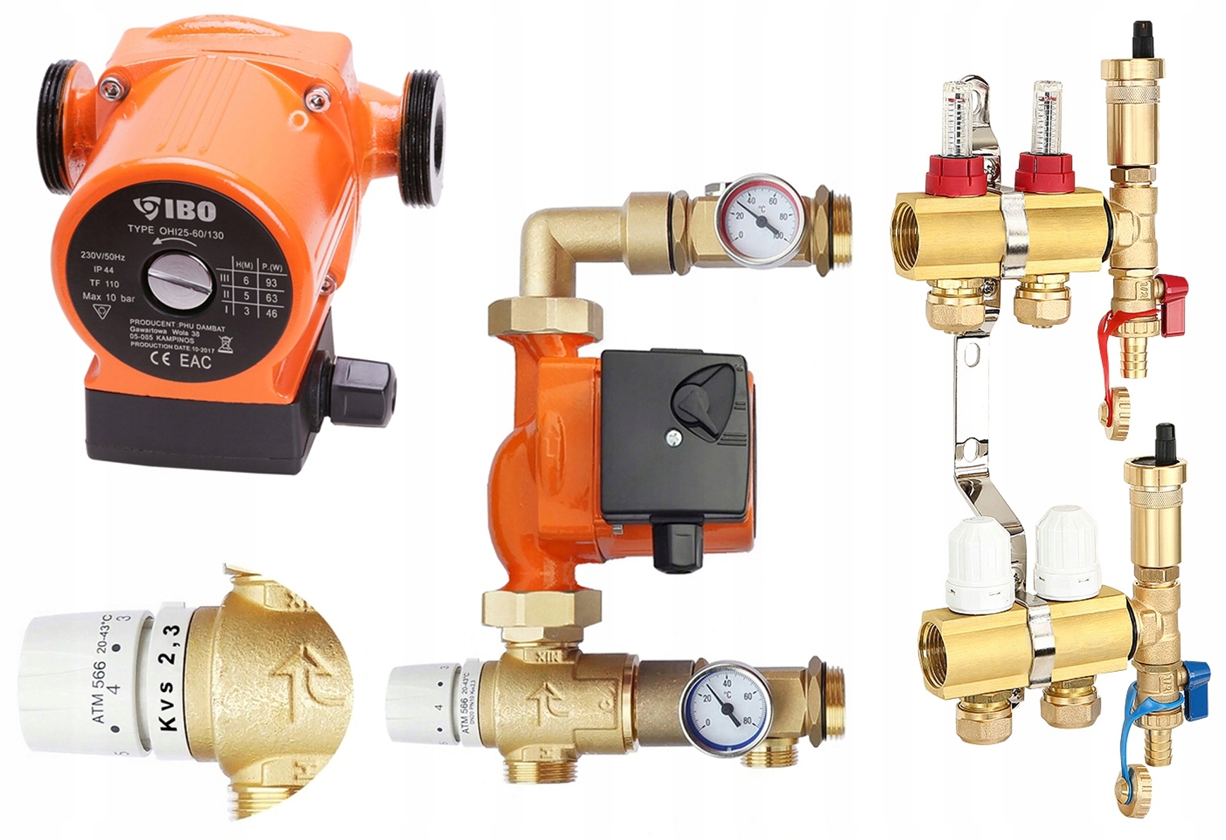 Rozdeľovač 2 Okruhy Pre Podlahové Vykurovanie Čerpadlo Ibo Ventil Atm Afriso