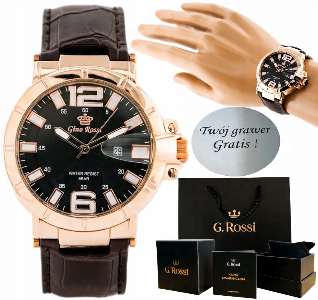 

Zegarek Męski G. Rossi Oryginalny Box + Grawer