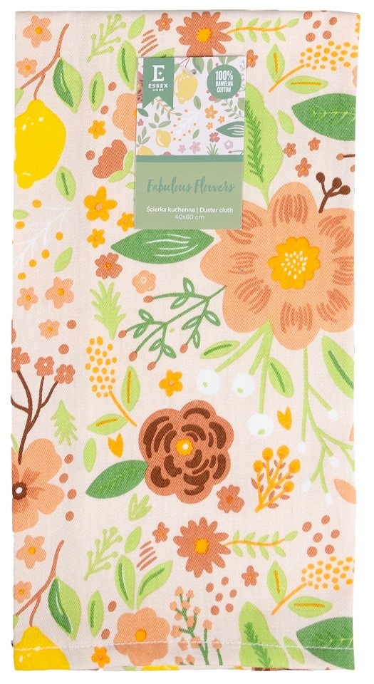 

Ścierka kuchenna Fab.flowers bawełna kwiaty beż
