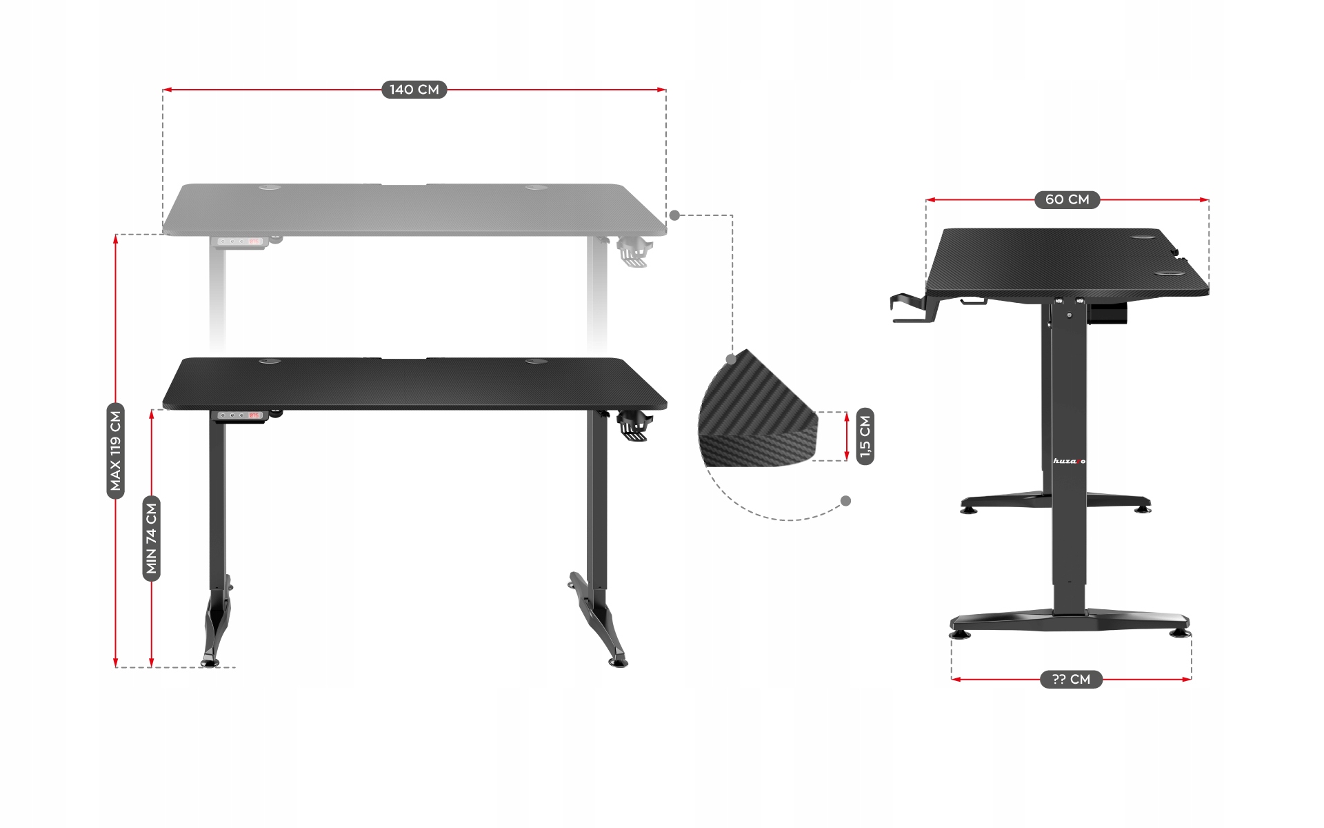 Biurko elektryczne Huzaro hero 8.5 Marka Huzaro