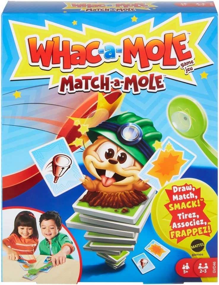 WHAC-A-MOLE O RETY KRETY GRA ZRĘCZNOŚCIOWA MATTEL GVD46 KARTY PACKA