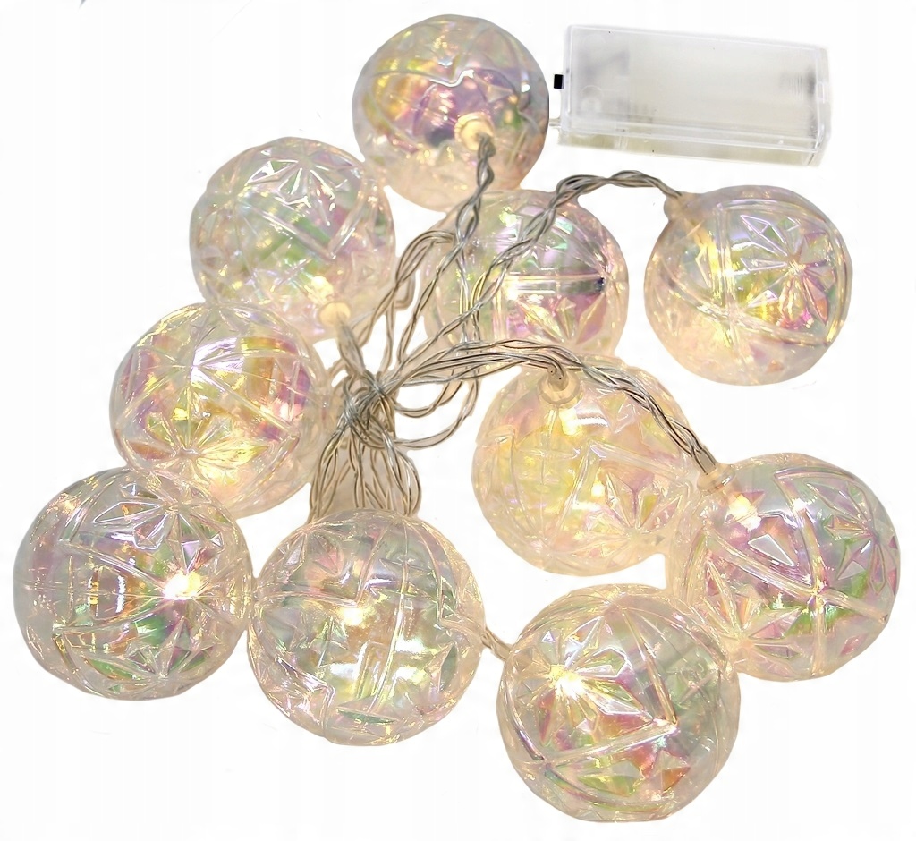 

Zestaw Bombek 10x Led girlanda Perłowe 1,9m