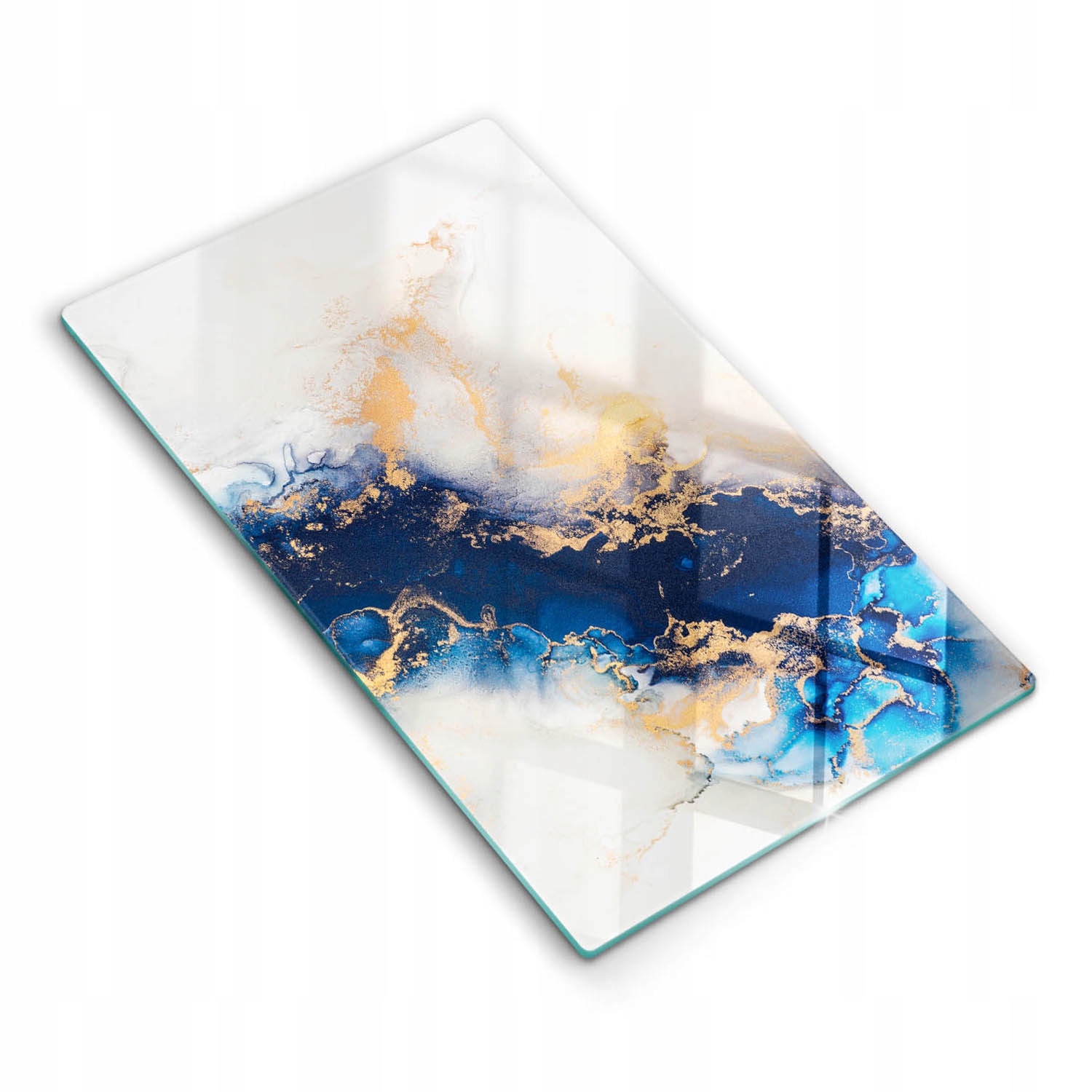 Skleněná kuchyňská deska na krájení servírování 30x52 cm Abstrakce s modrou barvou