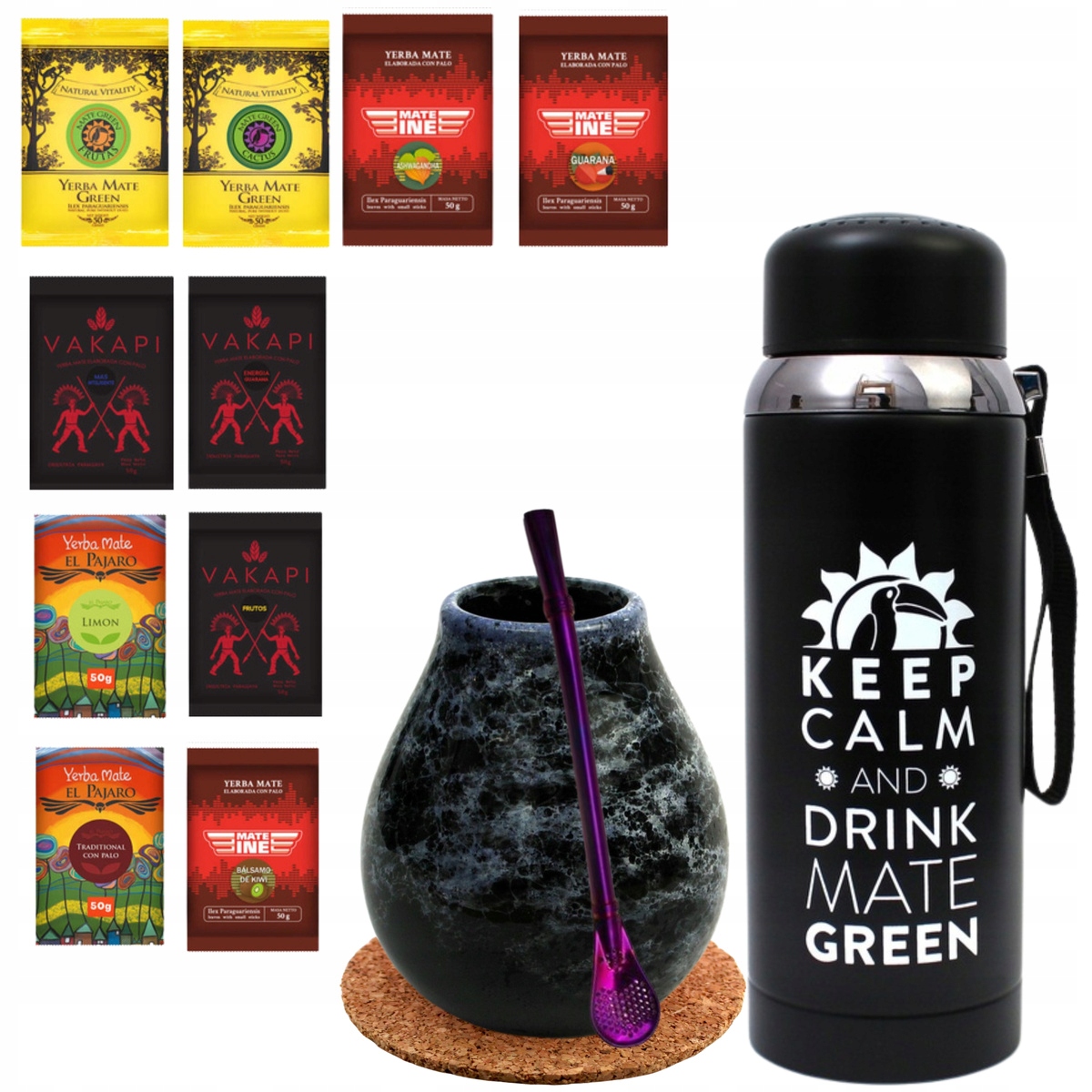 Levně Sada Yerba Mate Energia různé příchutě 500 g 0,5 kg Led termoska 800 ml