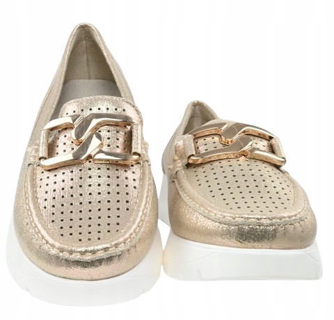 MOKASYNY DAMSKIE NA PLATFORMIE GOODIN FL 6011 ZŁOTE r,37 Rozmiar 37