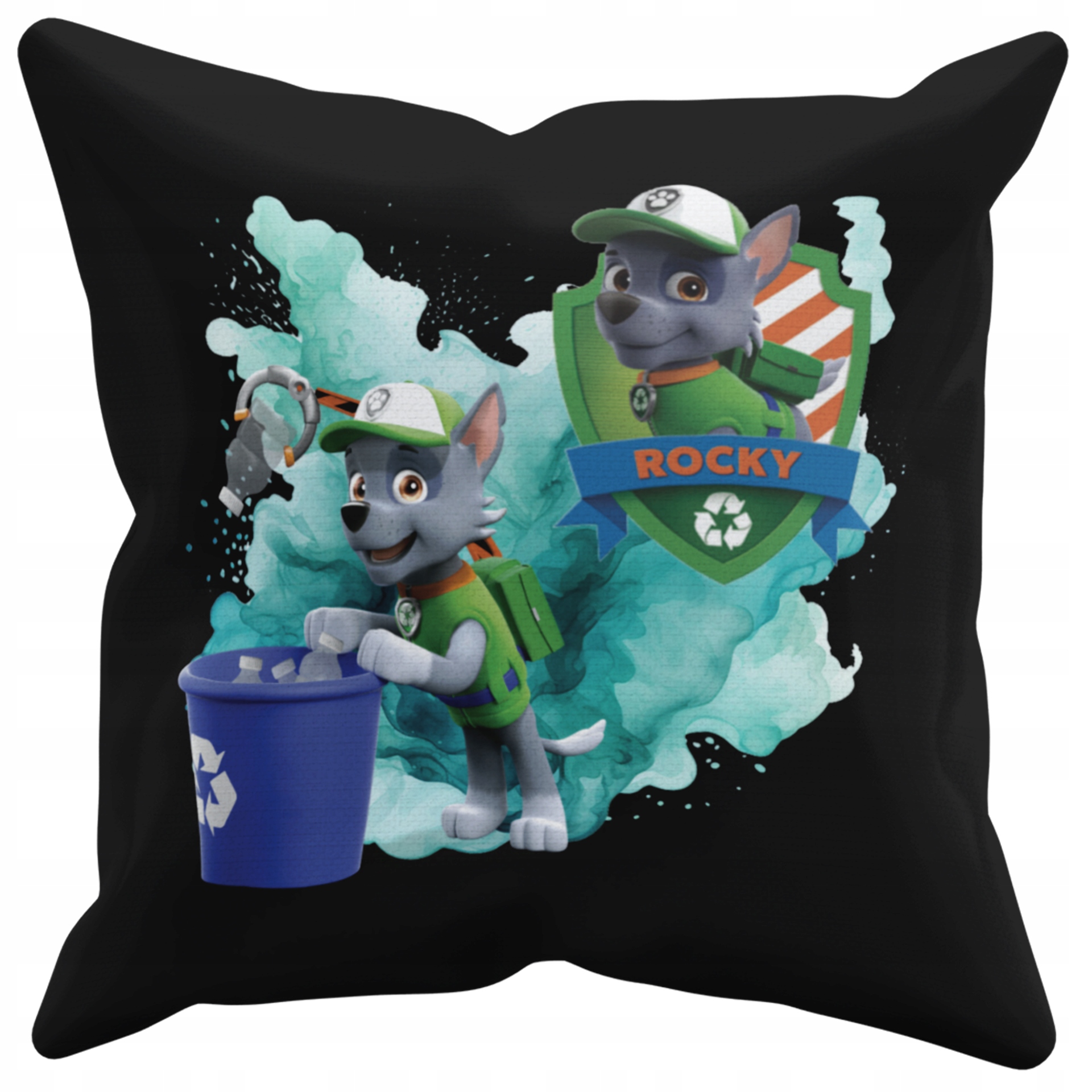 POSZEWKA NA PODUSZKĘ JAŚKA DO PRZEDSZKOLA PSI PATROL ROCKY + IMIĘ GRATIS Kolor dominujący czerń