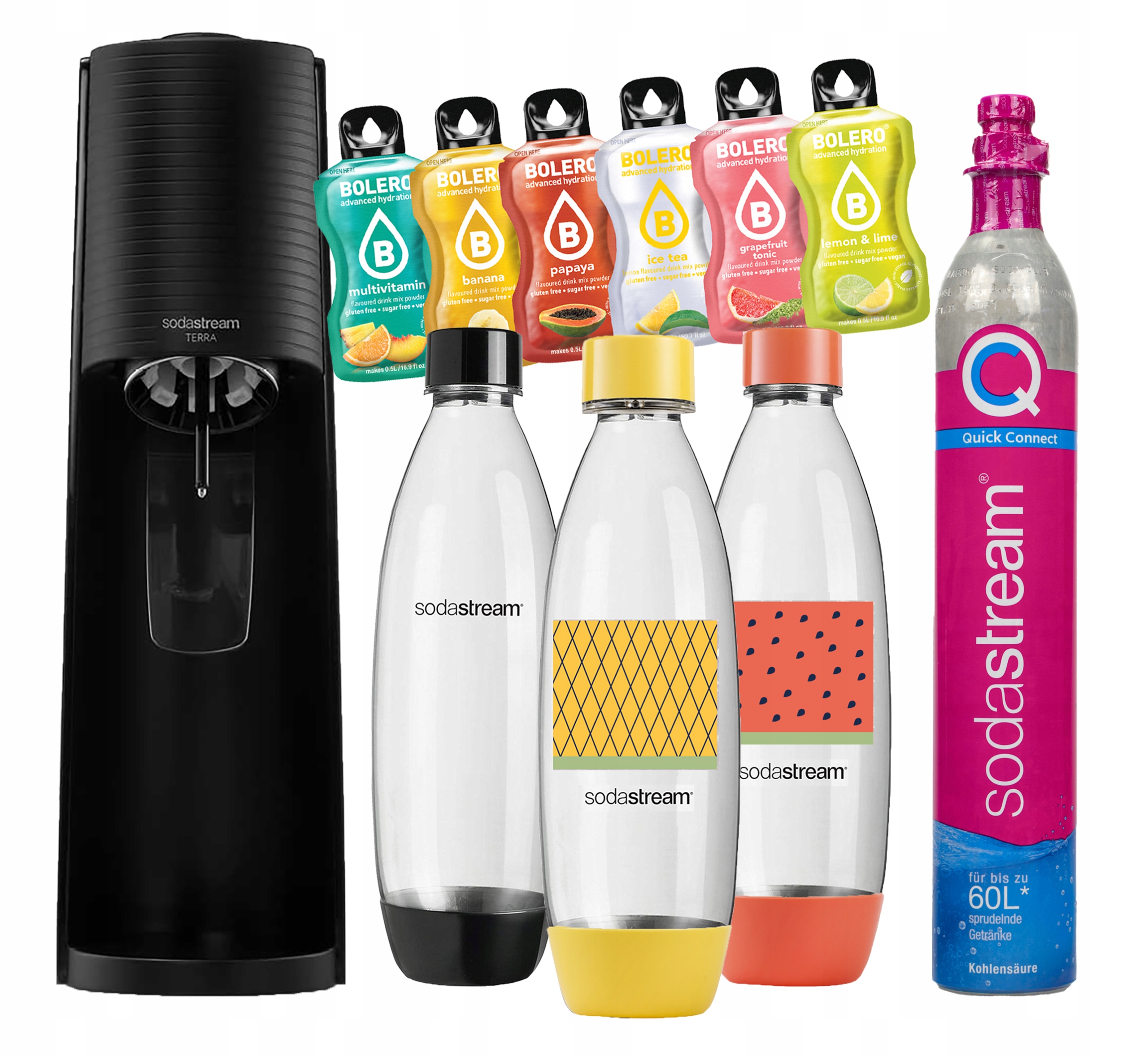 Saturátor Terra na plynovanie vody sodastream 3 fľaše a plný valec