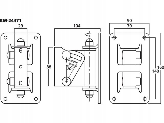 Monacor KM-24471 - Uchwyt naścienny do zestawów głośnikowych Marka Monacor