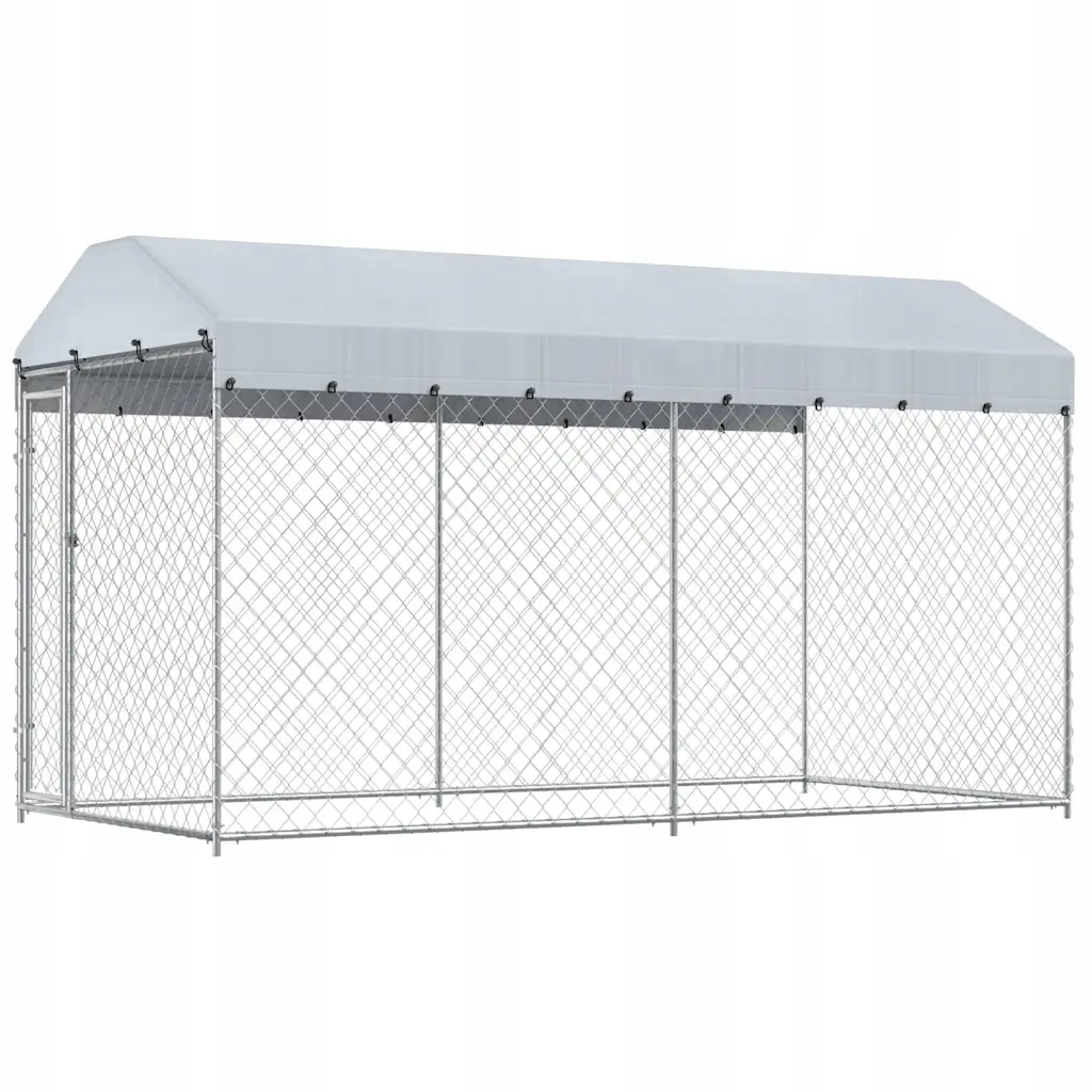 Levně Kotec pro psa XXL, krytá, ocel, 382 x 192 x 225 cm, šedá