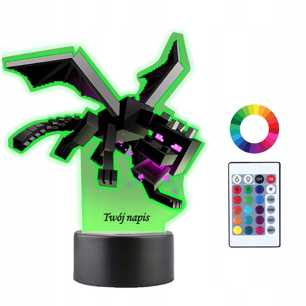 

Lampka Nocna z Nadrukiem 3D Led Minecraft Smok