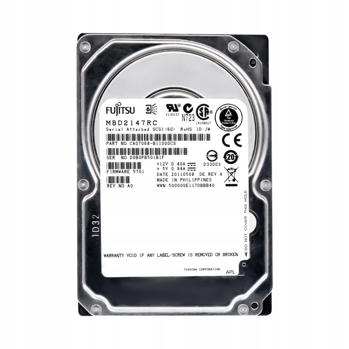 Fujitsu 146GB 10K 16MB SAS-2 2.5'' MBD2147RC