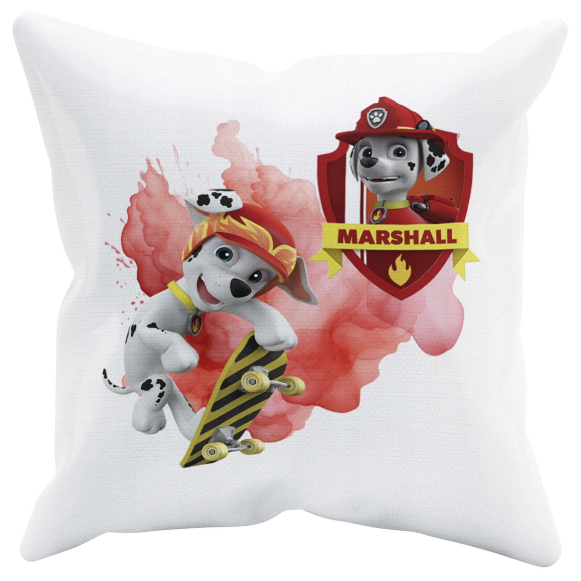 POSZEWKA NA PODUSZKĘ JAŚKA DO PRZEDSZKOLA PSI PATROL MARSCHAL + IMIĘ GRATIS Kolor dominujący biel