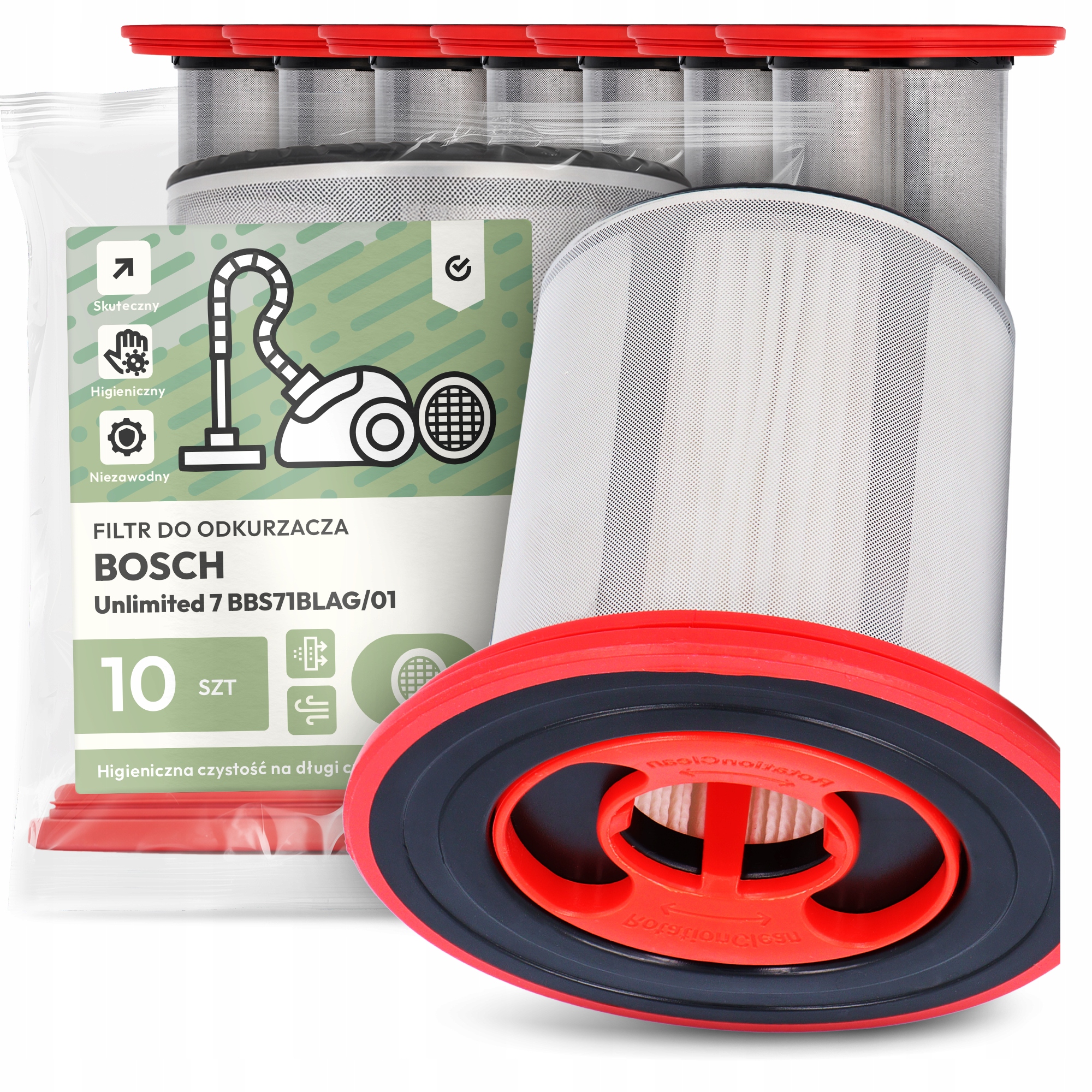 10x Vzduchový Filtr pro Vysavač Bosch Unlimited 7 BBS71BLAG/01 Hepa Em-w