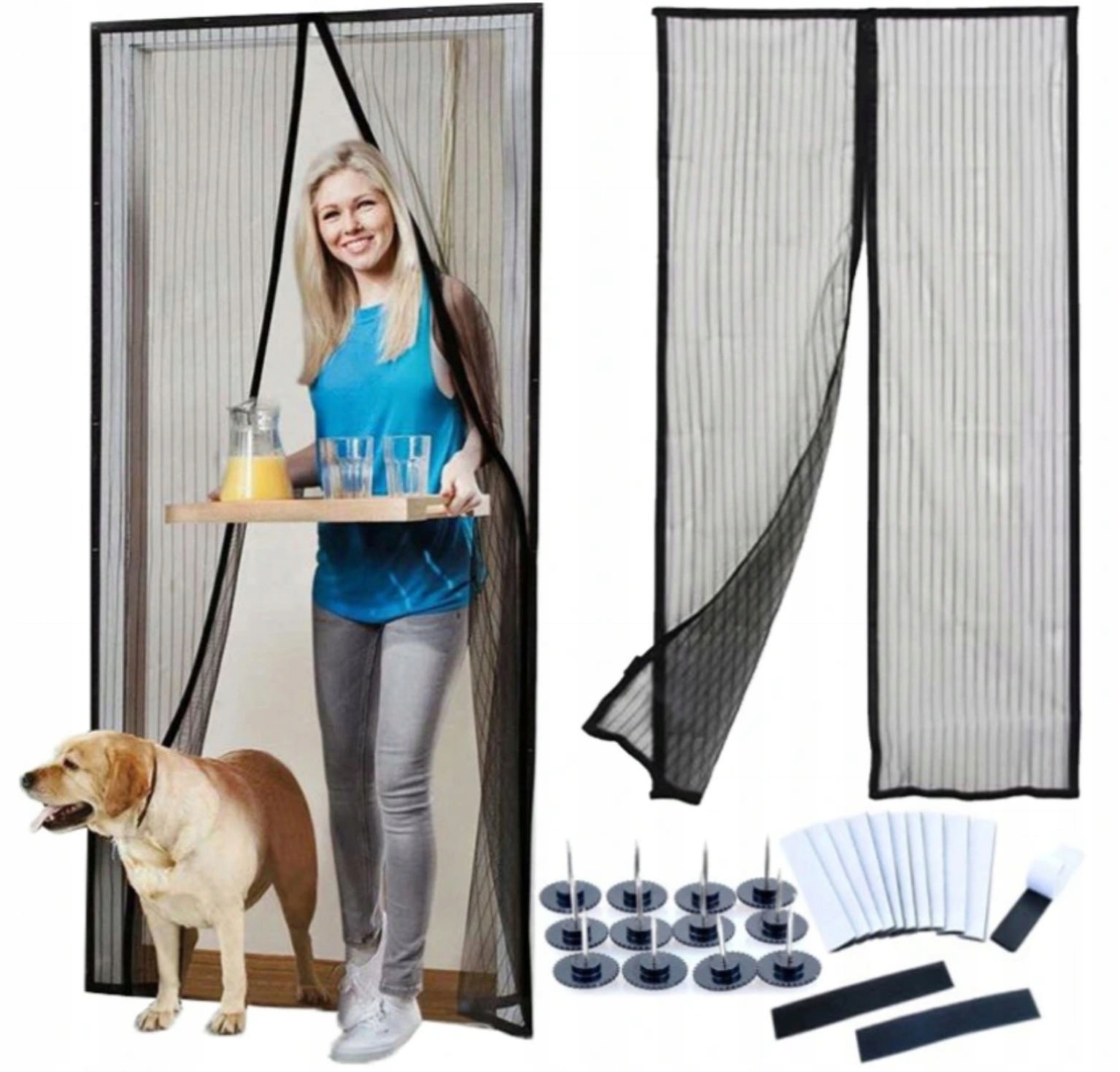 MOSKITIERA MAGNETYCZNA NA DRZWI wejściowe BALKONOWE MUCHY KOMARY 100X210 Maks. szerokość 100 cm