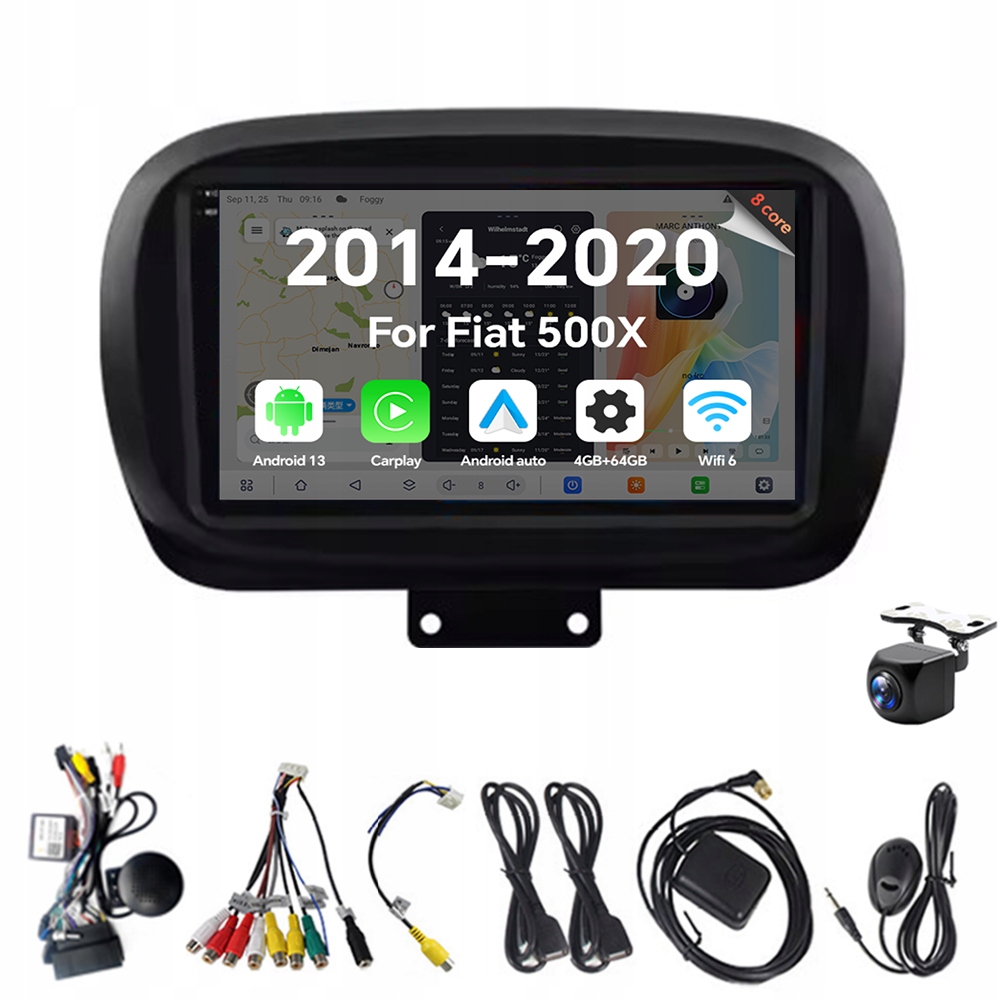 2Din Android 13 autorádio pro Fiat 500X 2014-2020 4G 64G Carplay Gps Rds