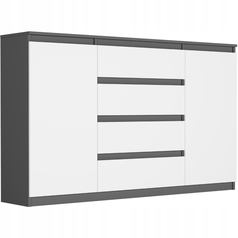 Modna KOMODA 160 SZAFKA 4 SZ. 3 PÓŁKI ANTRACYT MIX R160S4