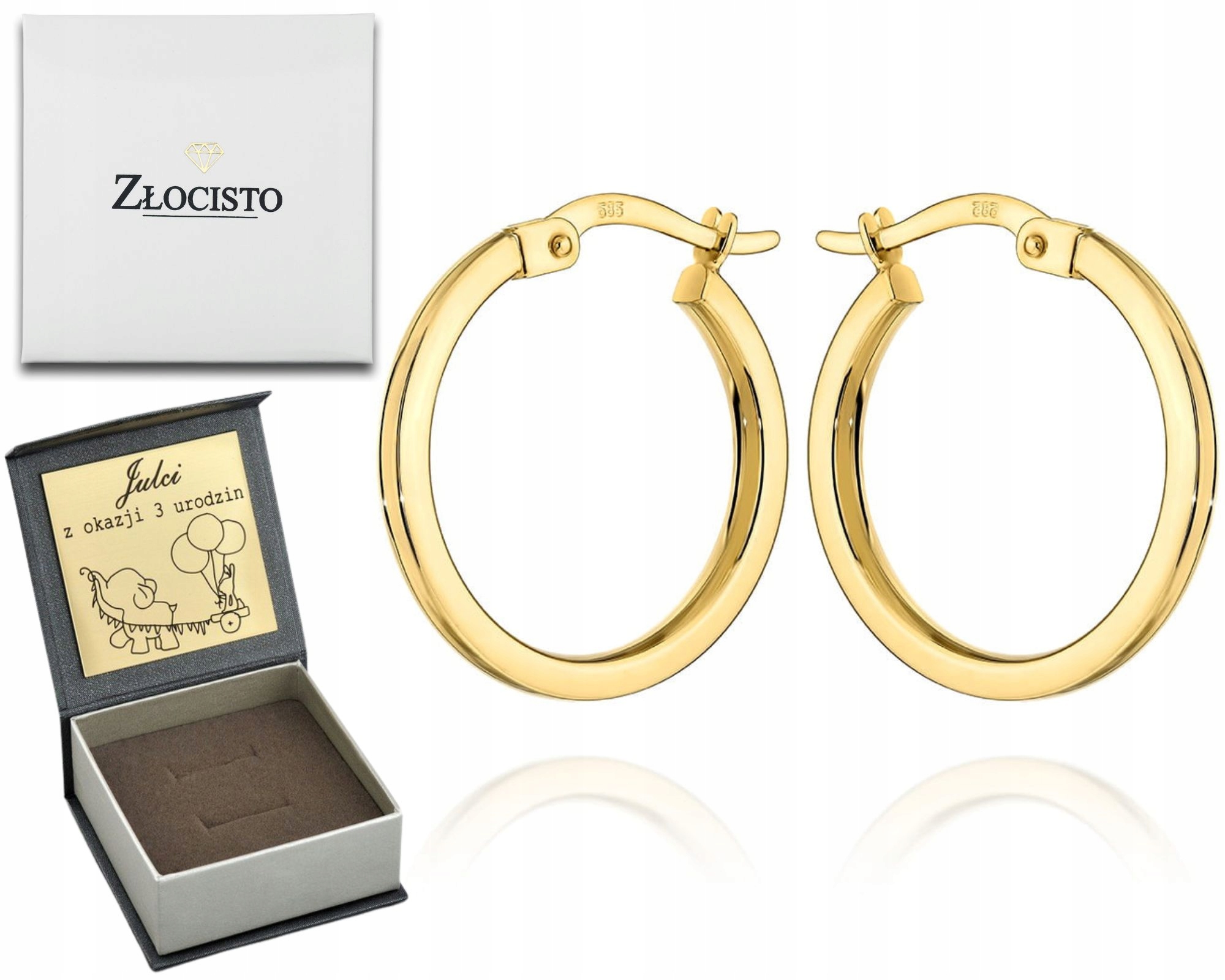 Zlaté Náušnice S Hladkými Kruhy A Zkoseným Bokem 585