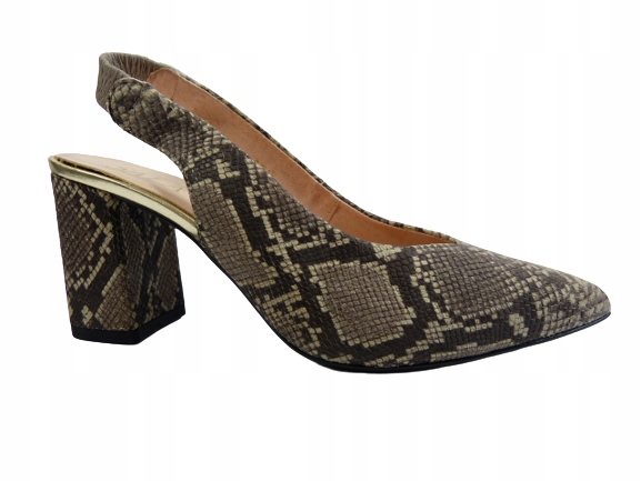 Kávové hadí kožené sandály a lodičky Sala 37