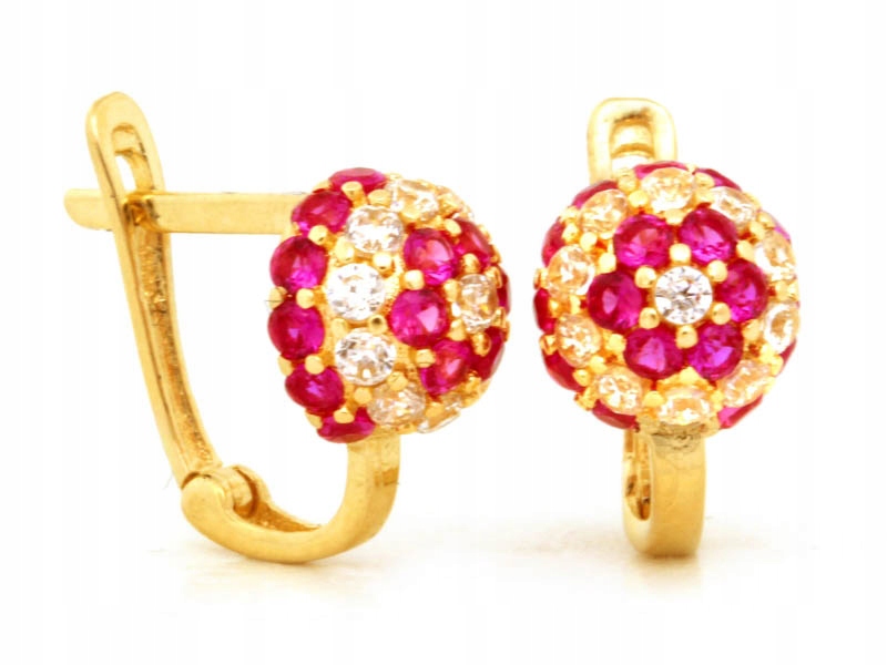 Dětské zlaté náušnice 585 zirkony v květinovém vzoru, moderní design pro ni