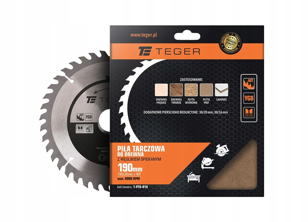 Piła tarczowa do drewna z węglikiem spiekanym 190x30x40T TEGER Marka Teger