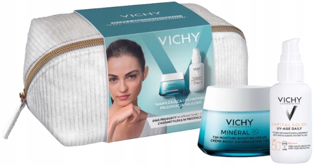 Vichy Mineral 89 zestaw lekki krem 72h, 50 ml fluid, 40 ml kosmetyczka