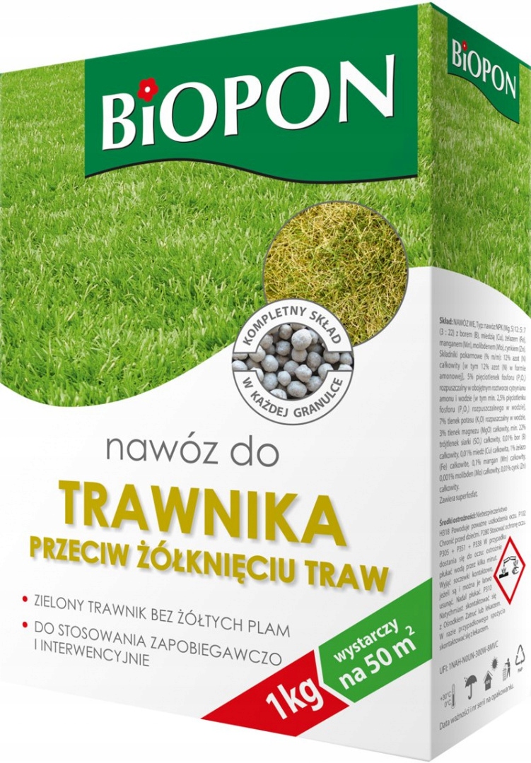 

Nawóz do trawników przeciw żółknięciu 1kg Biopon