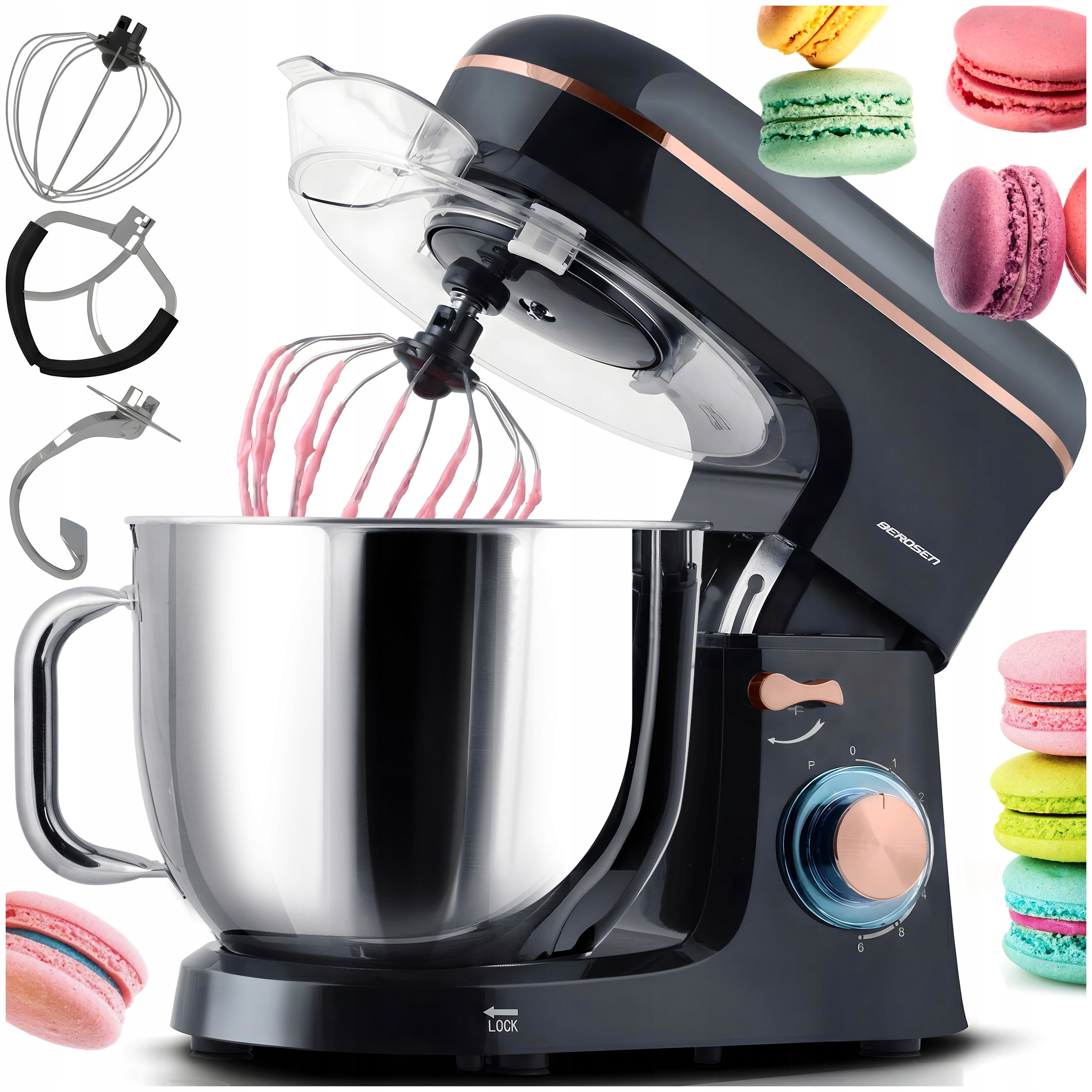 Robot kuchenny planetarny mikser Berdsen 1400W stal nierdzewna 6l czarny