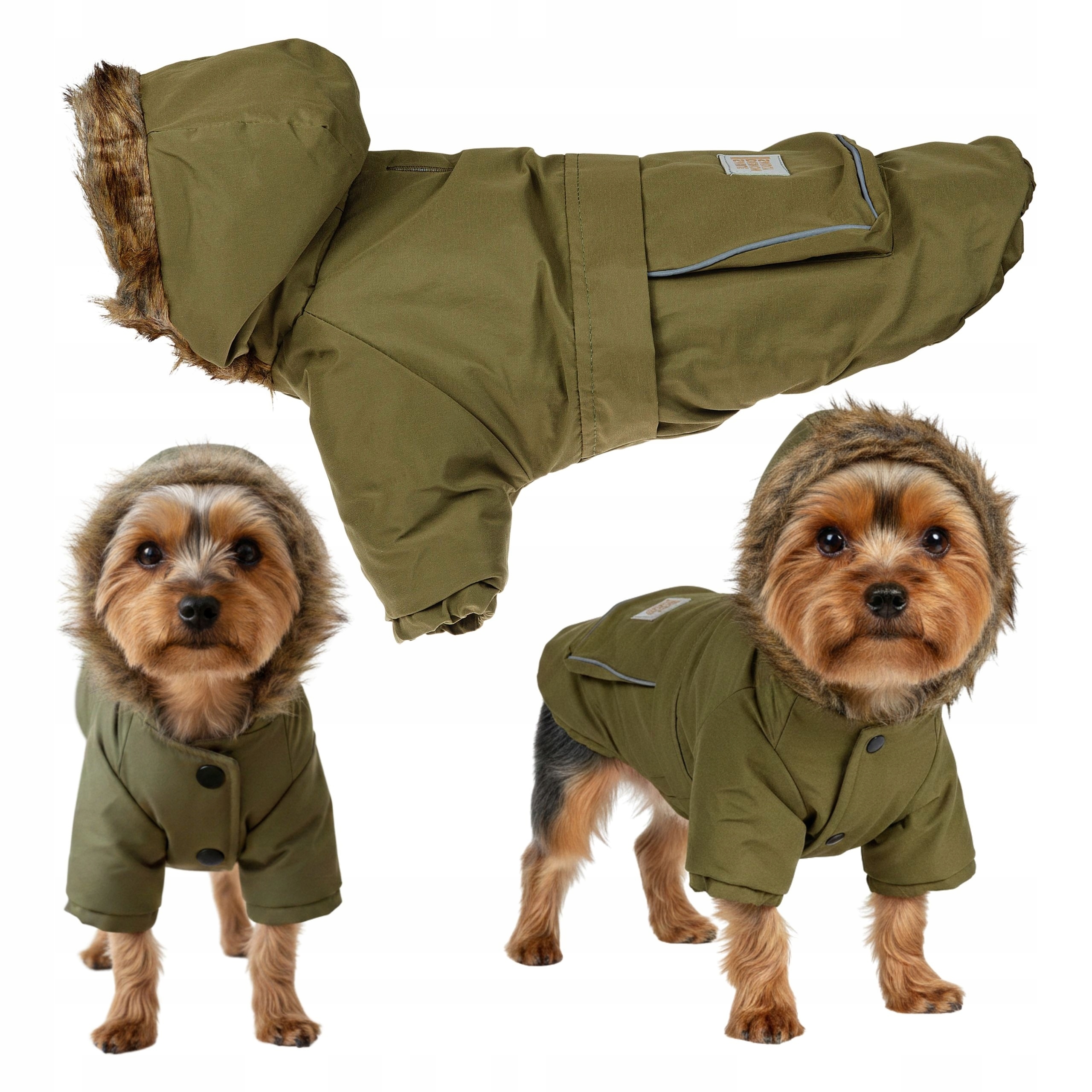 Bunda pro psa M Zimní oblečení Zateplené s kapucí Teplá bunda na zimu