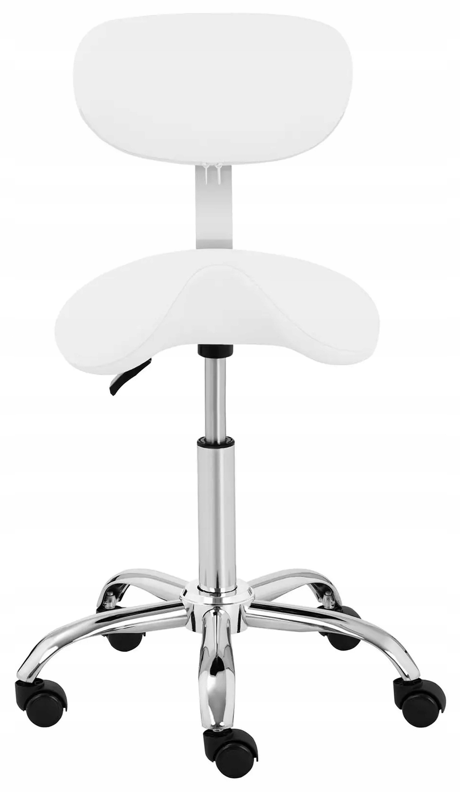 Taboret kosmetyczny siodłowy z oparciem biały 50-70 cm Physa Hambu 10040303