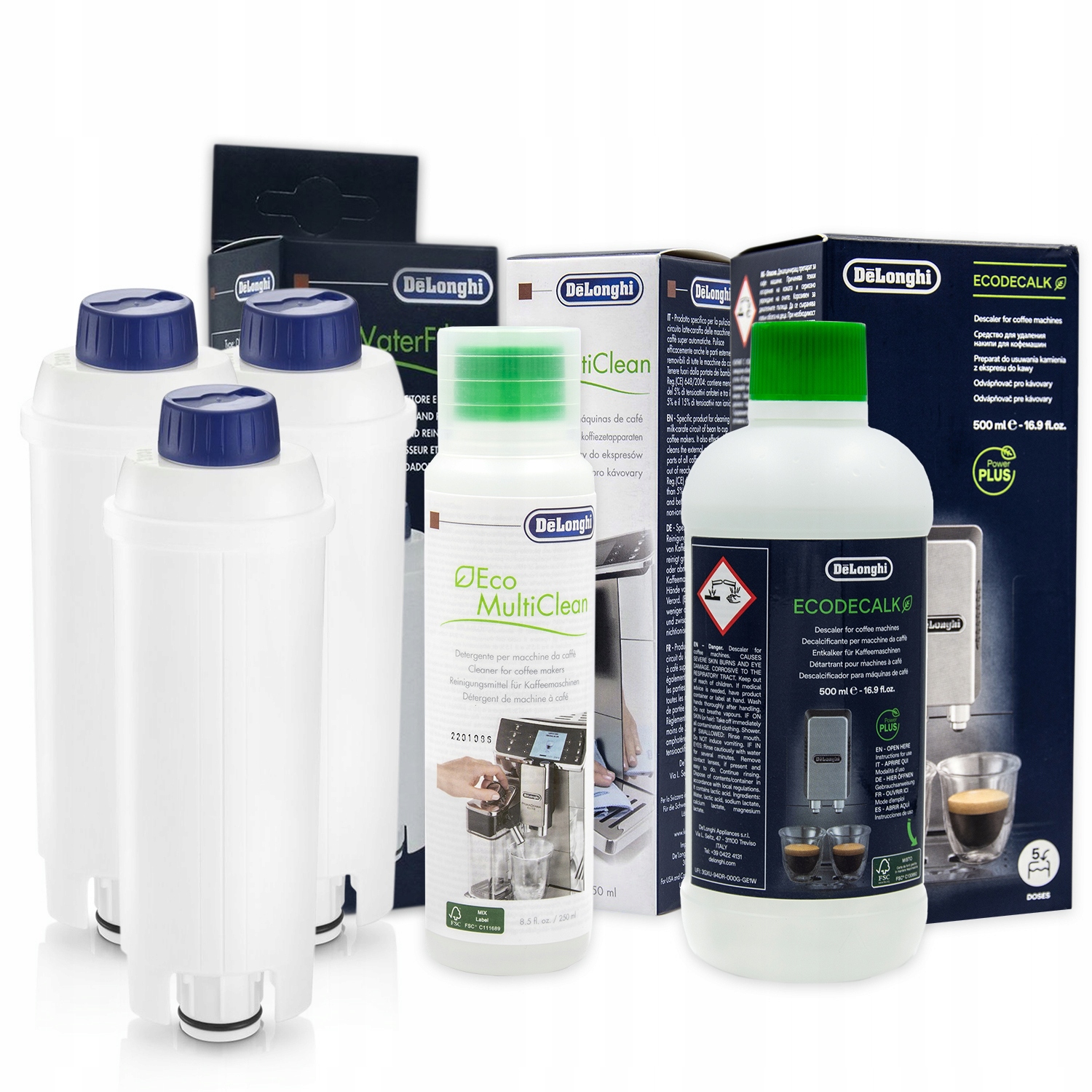 Zestaw Do Delonghi AL-S002 3szt, Odkamieniacz EcoDecalk 500ml, Milkclean 25