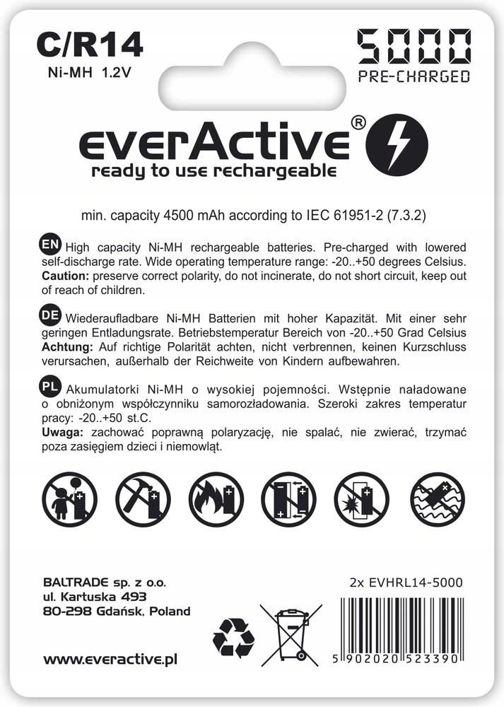 Zestaw akumulatorków everActive EVHRL14-5000 5000mAh Ni-MH